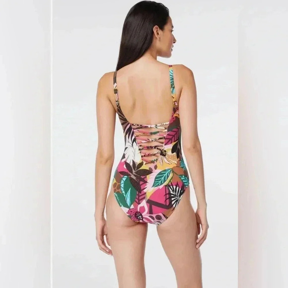 Bleu Rod Beattie Lace Down Over The Shoulder One-Piece Size - Picture 5 of 14